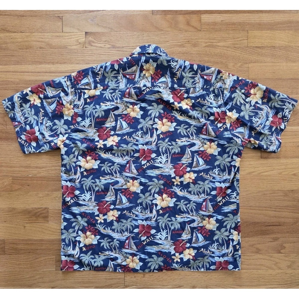 Campia Moda Hawaiian Shirt Mens XL 100% Cotton Blue Tropical Coastal - Picture 5 of 12
